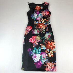 Adrianna Papell Designer Black Sleeveless Flower Dress Women's Size 4